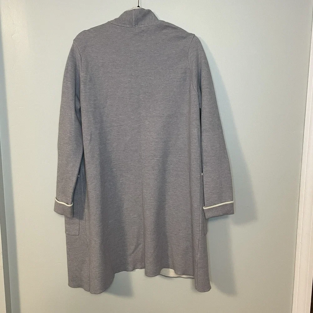 Zara Knit Long Cardigan Size Small Charcoal Gray With Piping Pockets Comfortable